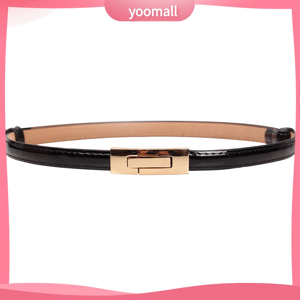 Thắt Lưng Nữ Giả Da Màu Trơn Khóa Kim Loại Thời Trang