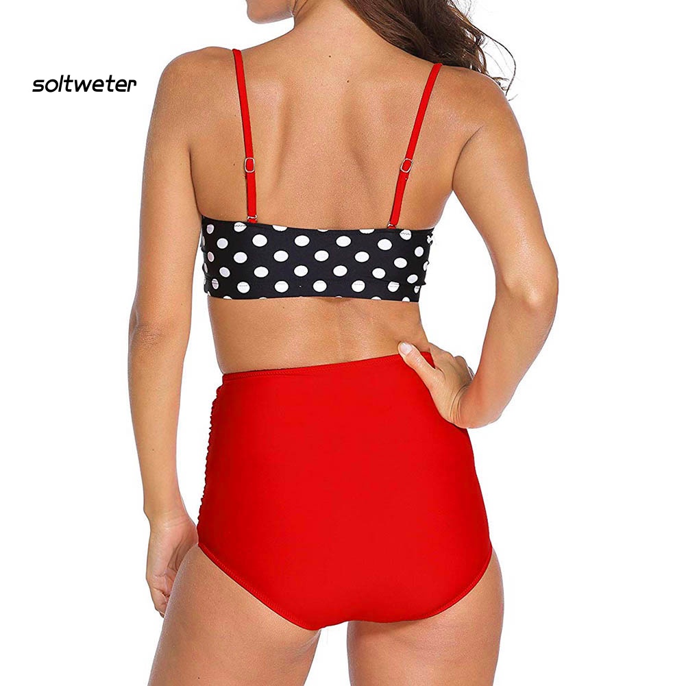 Bộ Bikini Hai Mảnh Lưng Cao In Họa Tiết Hoa Lá Mùa Hè Cho Nữ