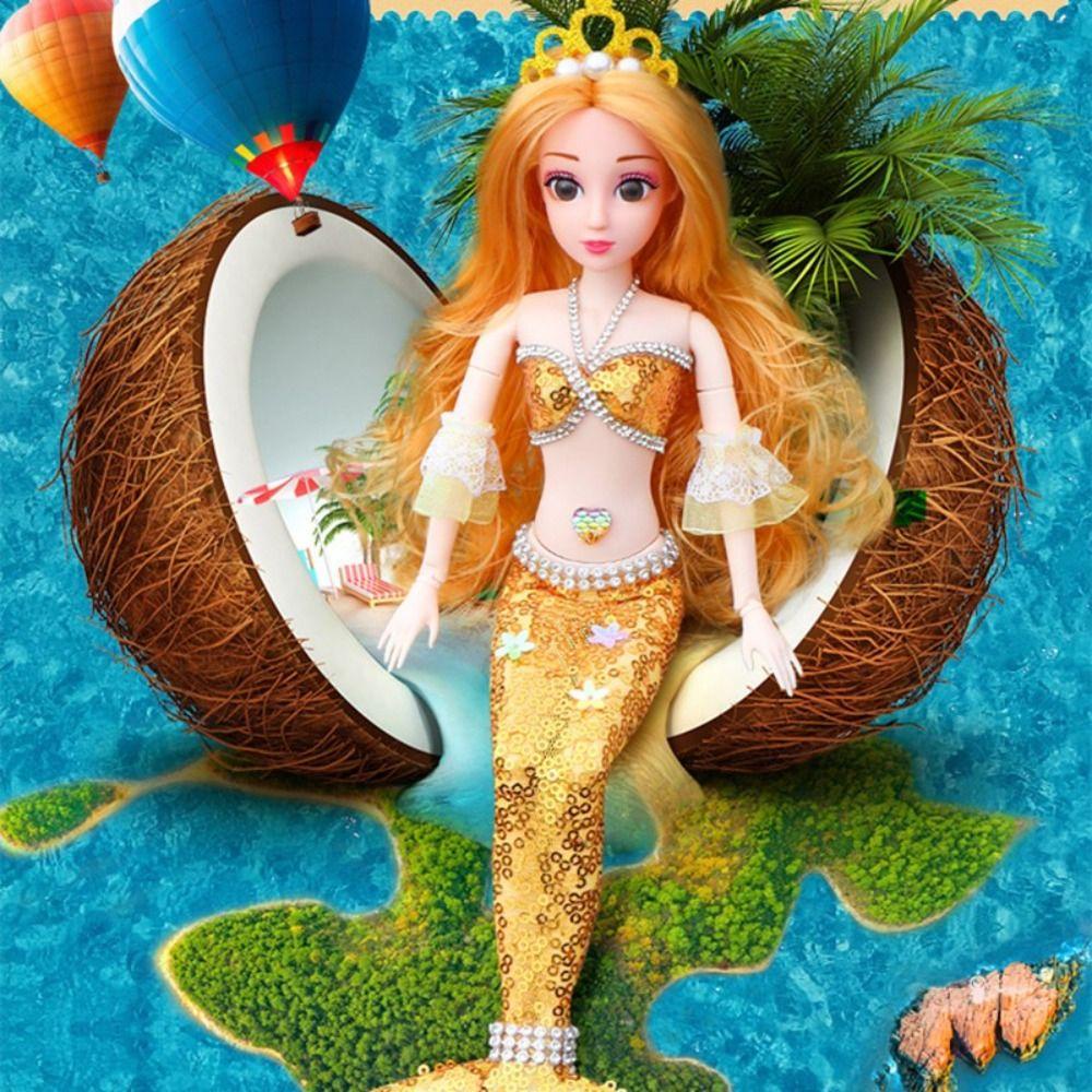 Búp Bê Nhựa Hình Nàng Tiên Cá 3D Dễ Thương