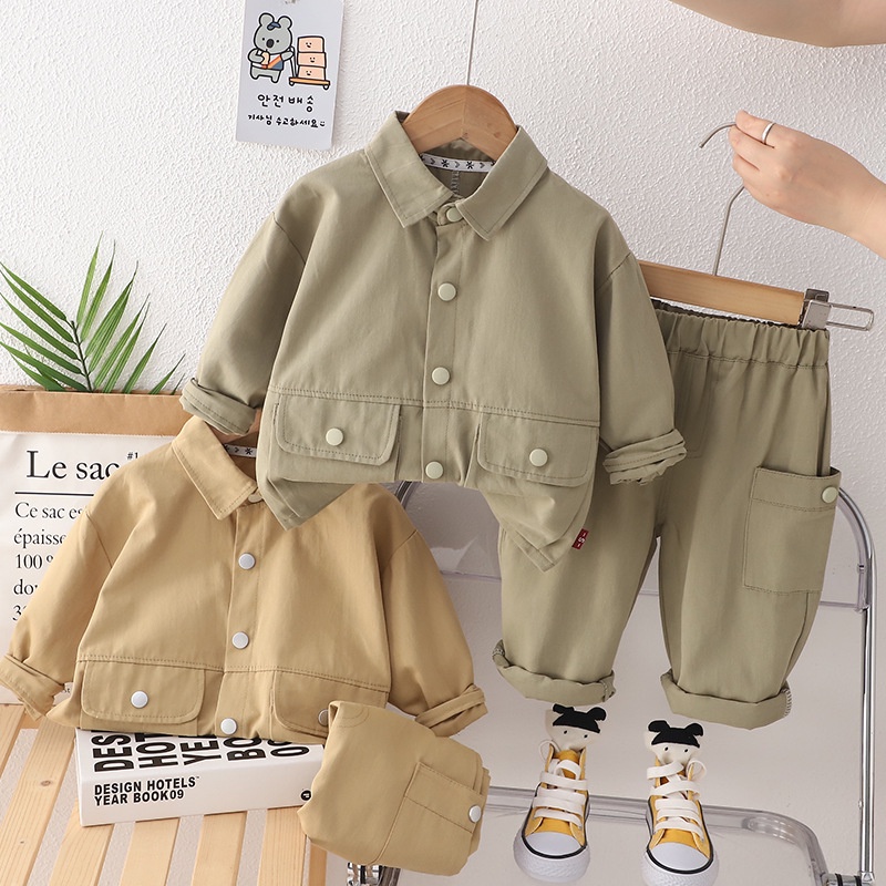 Bộ Áo Khoác + Quần Dài Phong Cách Thời Trang Xuân Thu Cho Bé Trai