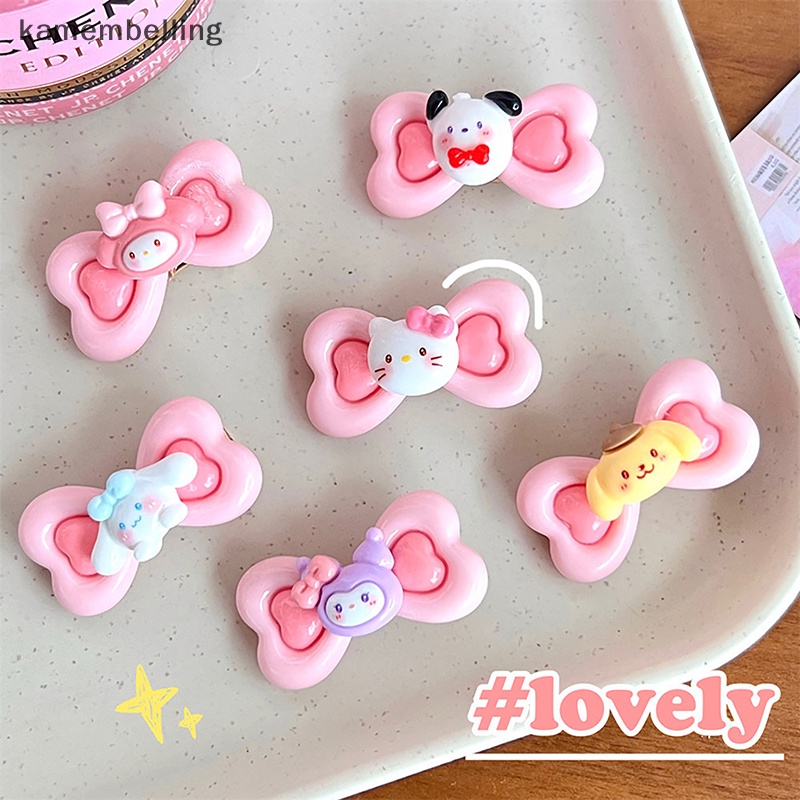 Kẹp Tóc Mái Hiên Hình Nơ Trái Tim Đôi Sanrio Dễ Thương Sử Dụng Hàng Ngày
