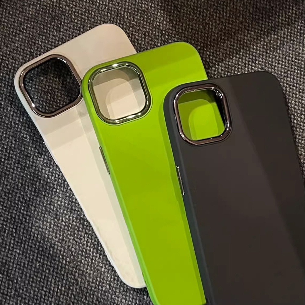 Ốp Điện Thoại Chống Sốc Màu Trơn Viền Kim Loại Cho IPhone 14 13 12 11 Pro Max X XR 8 7 Plus