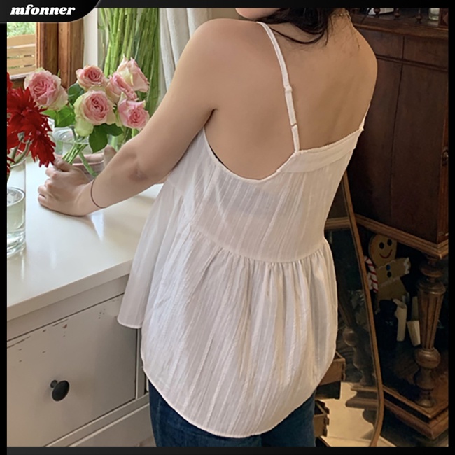 Áo Tank Top Cổ Chữ V Dáng Rộng Màu Sắc Đơn Giản Thời Trang Mùa Hè Tinh Tế Cho Nữ