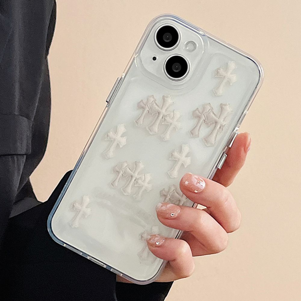 Ốp Điện Thoại TPU Mềm Trong Suốt Chống Sốc In Chữ Thập Thời Trang Cho IPhone 14 13 12 11 Pro Max X XR 8 7 Plus