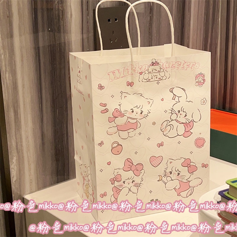 Túi Giấy Đựng Quà Sinh Nhật In Hình Mèo Dễ Thương Cho Bé Gái