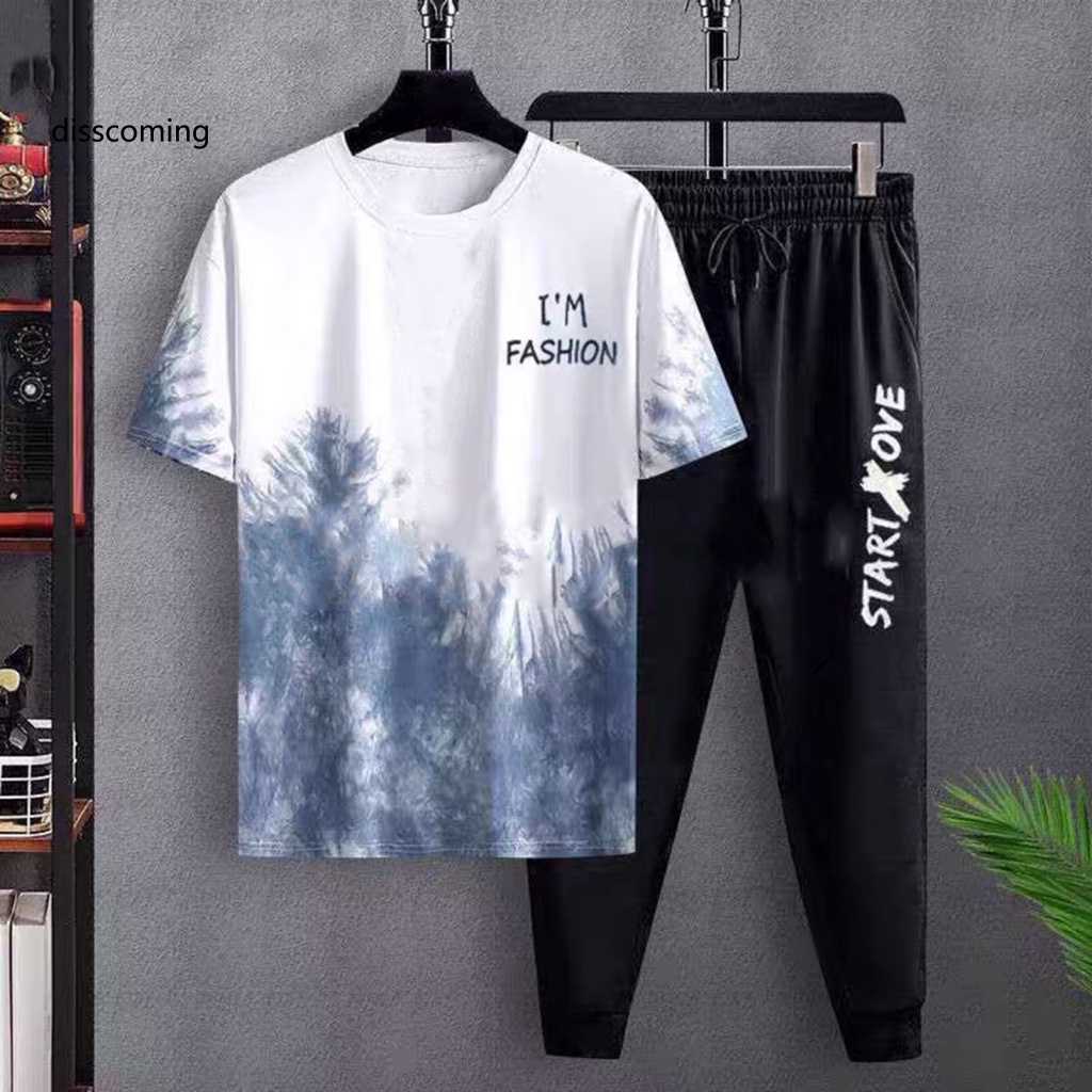 Áo Khoác Dáng Dài In Họa Tiết Cá Tính Trẻ Trung| Bộ Áo Thun Ngắn Tay + Quần Thể Thao Màu Gradient Thời Trang Mùa Hè Cho Nam