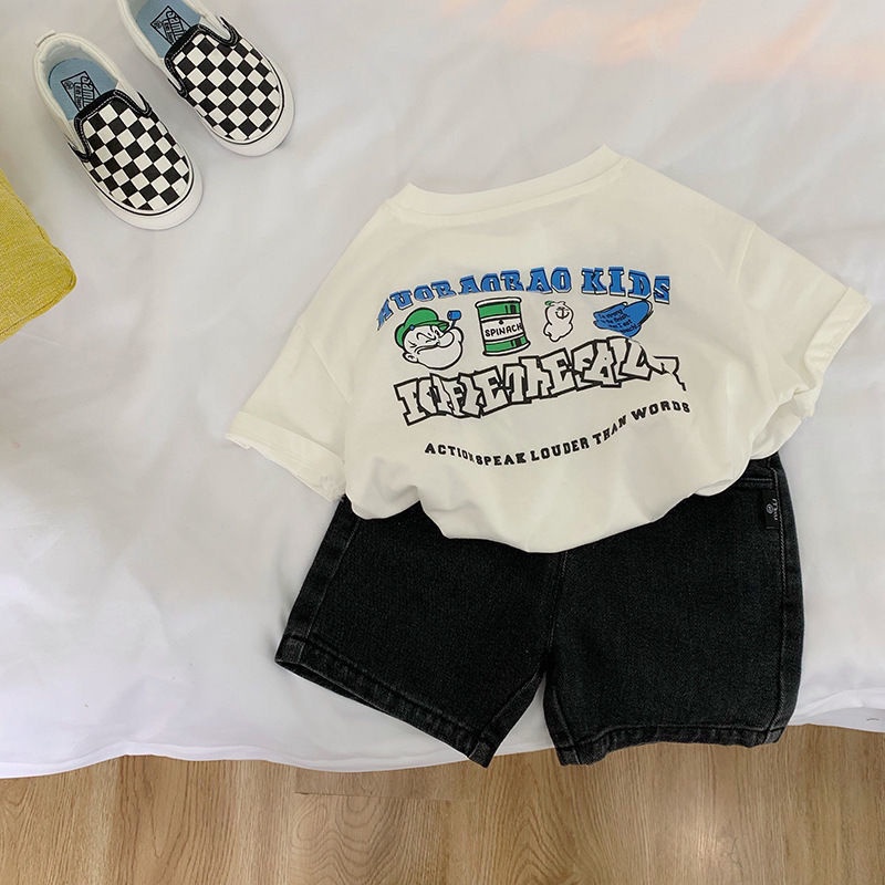 Áo Thun Cotton Tay Ngắn In Họa Tiết Hoạt Hình Thời Trang Mùa Hè 2023 Cho Bé