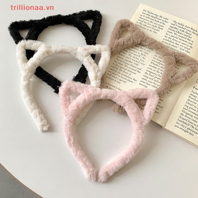 Băng Đô Cài Tóc Tai Mèo Bằng Lông Nhung Thời Trang Thu Đông Cho Nữ