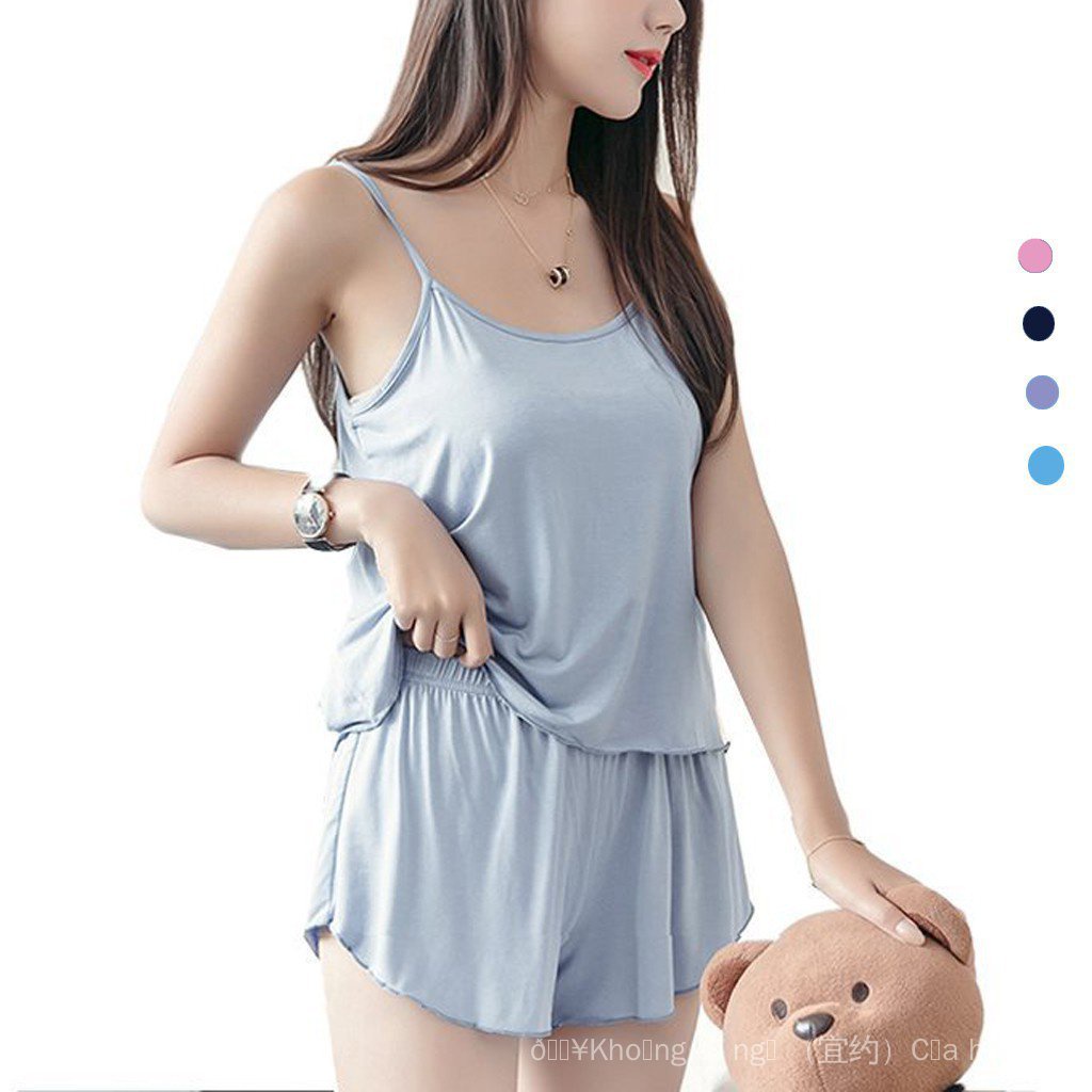 Bộ Đồ Ngủ Áo Hai Dây Phối Quần Short Dáng Rộng Cỡ Lớn Thoải Mái Thời Trang Mùa Hè Hàng Mới Bán Chạy