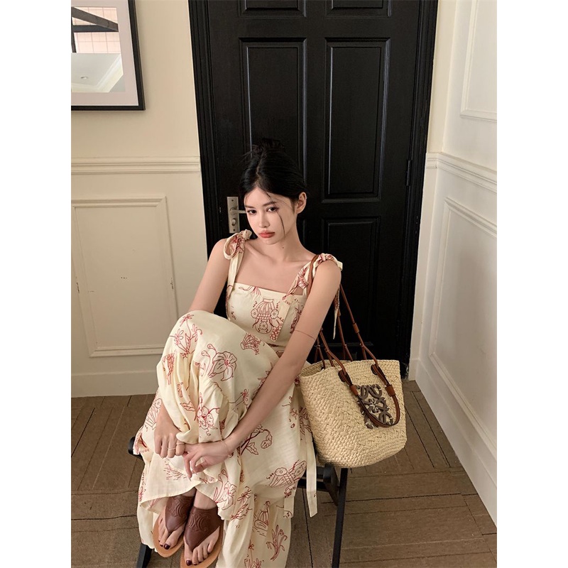 Set Áo Váy Hai Dây Eo Cao Phong Cách Hàn Quốc Thời Trang Mùa Hè 2023 Mfs