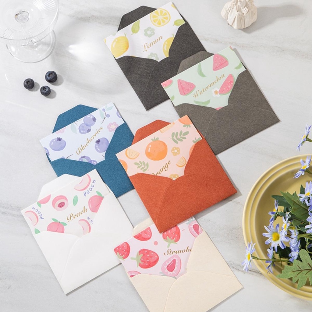 Thiệp Quà Tặng Chúc Mừng Họa Tiết Hoa Qủa  Dễ Thương Cute - Hally shop