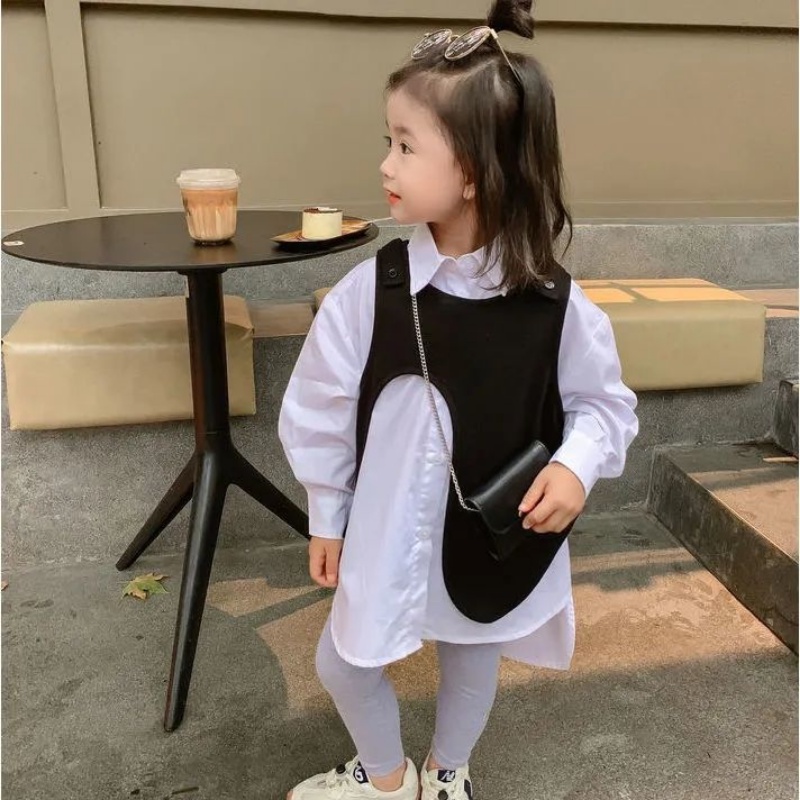 Áo Sơ Mi Dài Tay Giả Nhiều Lớp Thời Trang Mùa Thu Cho Bé Gái