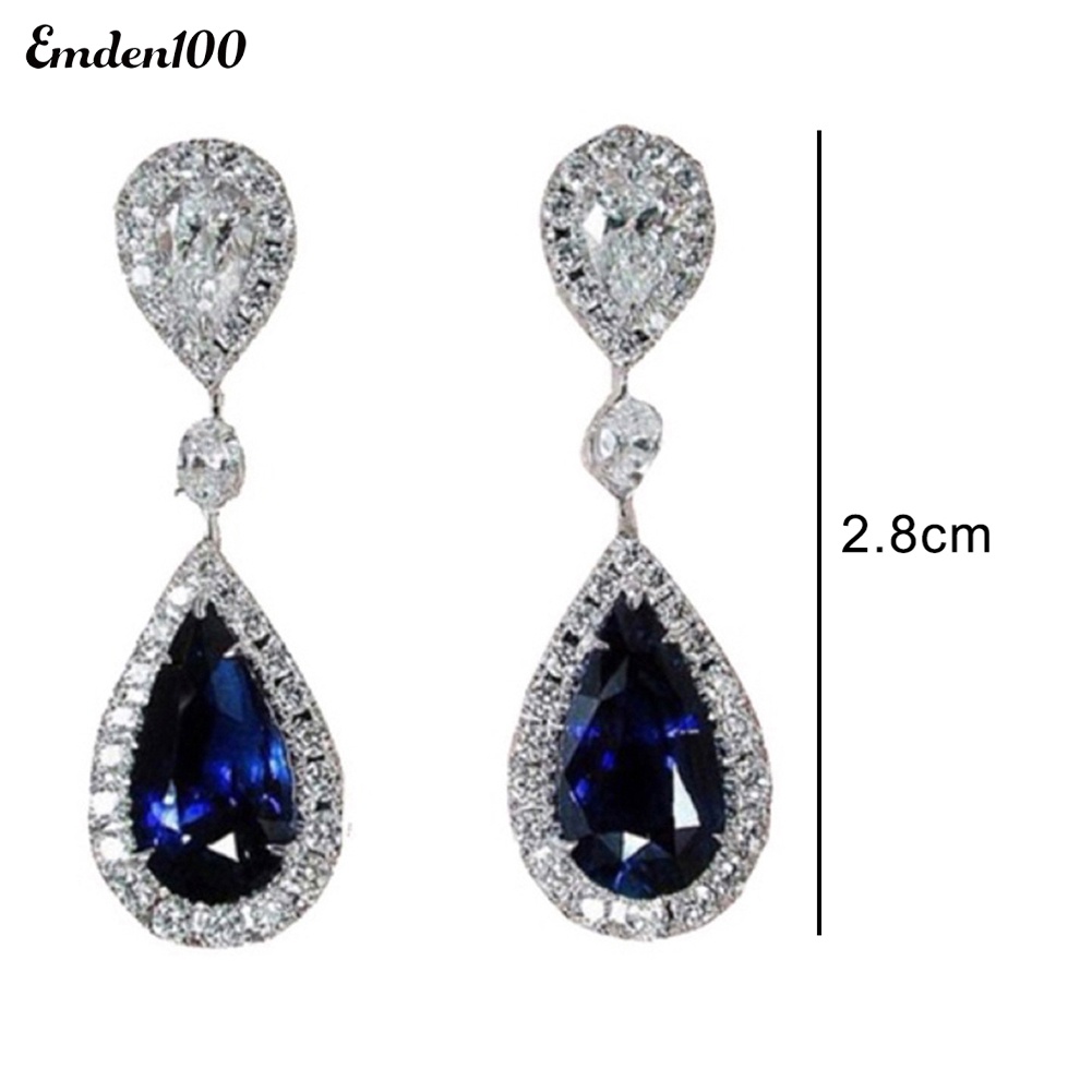 Đôi Khuyên Tai Giọt Nước Đính Đá Thời Trang Cho Nữ