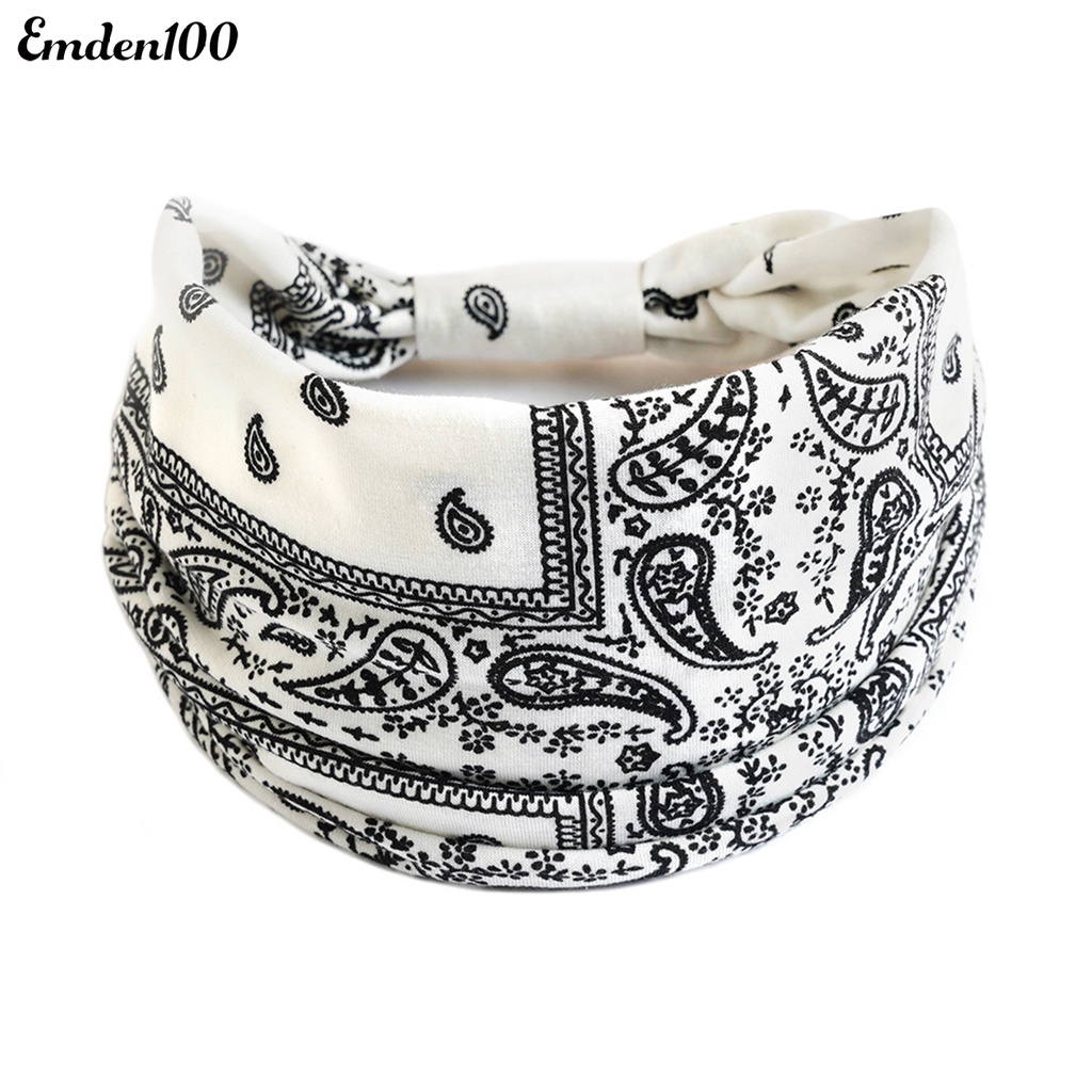 Băng Đô Bandana Bản Rộng Co Giãn Thấm Hút Mồ Hôi In Họa Tiết Thời Trang Cho Nữ