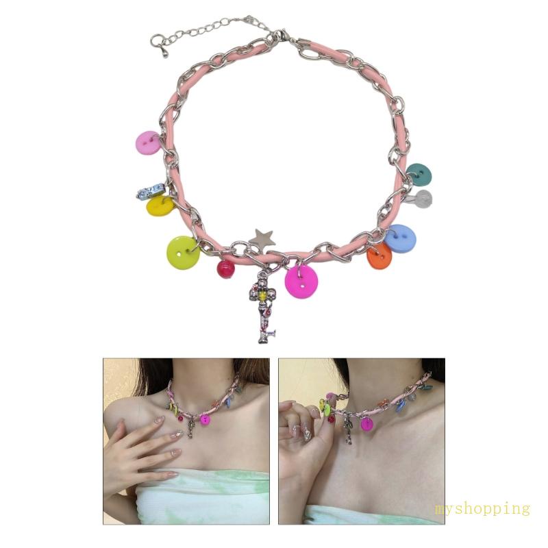 Vòng cổ Choker Phối Nút Mặt Chữ Thập Thời Trang Cho Nữ