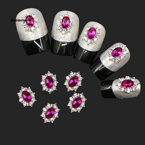 Set 10 Miếng Dán Trang Trí Móng Tay Nghệ Thuật Bằng Hợp Kim Phối Đá Nhân Tạo Thời Trang Dành Cho Nữ