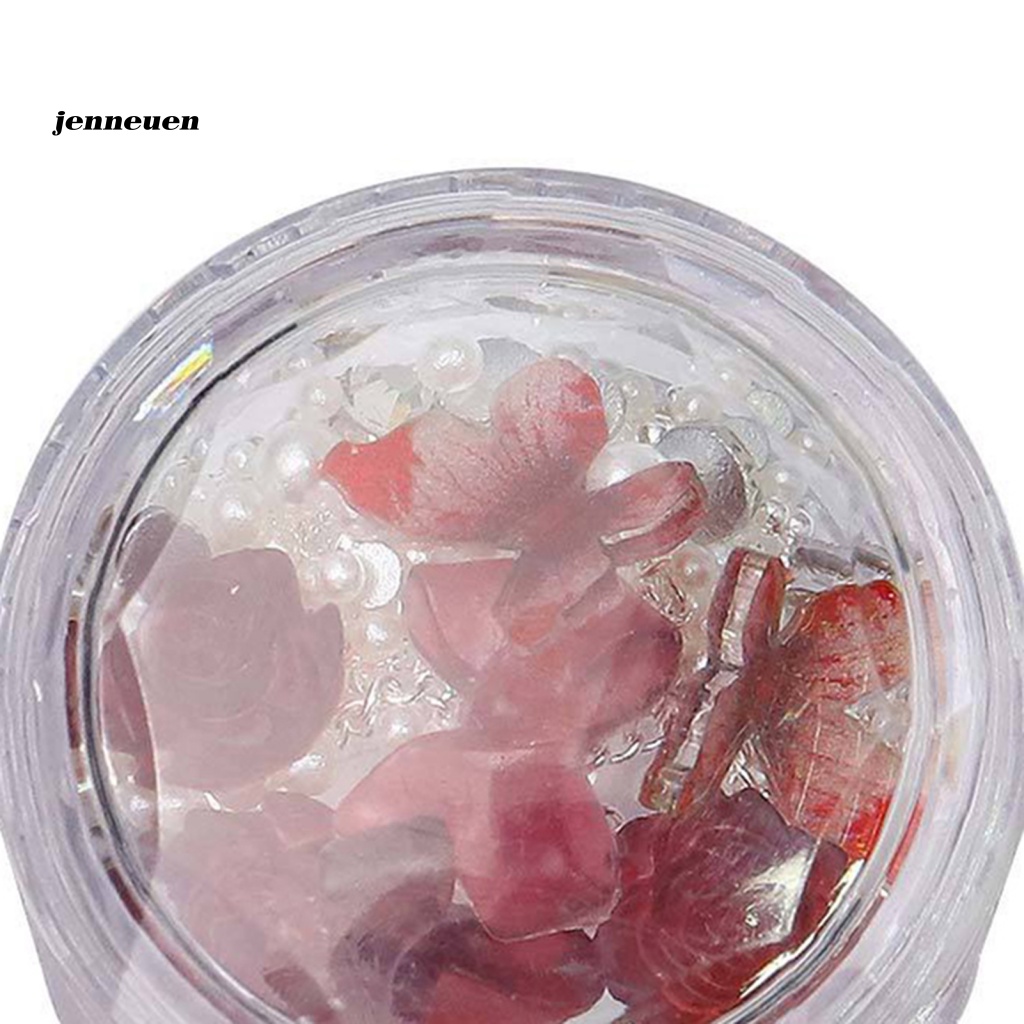 1 Hộp Phụ Kiện Trang Trí Móng Tay Hình Bướm Và Hoa Trà Lấp Lánh Chống Rơi