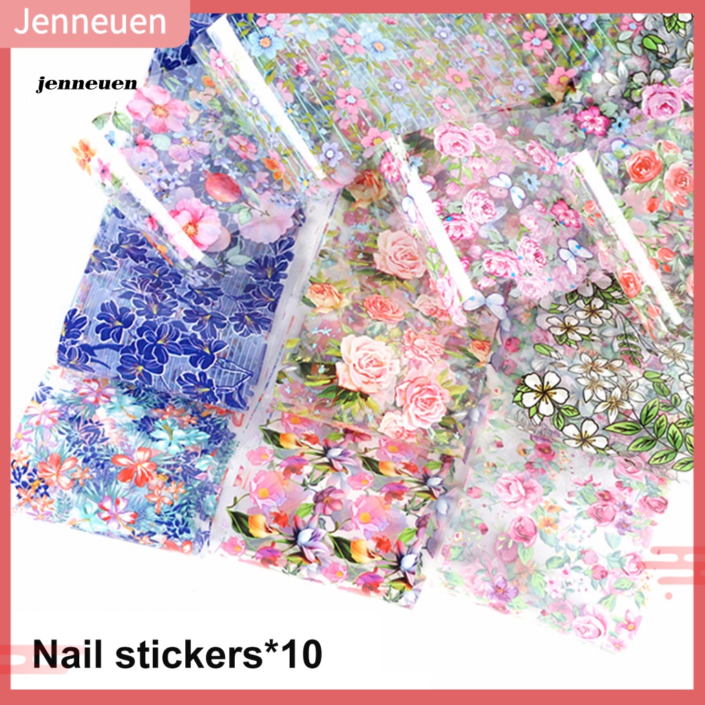 Set 10 Miếng Dán Móng Họa Tiết Hoa Nhỏ Nhiều Màu Sắc Dành Cho Nữ