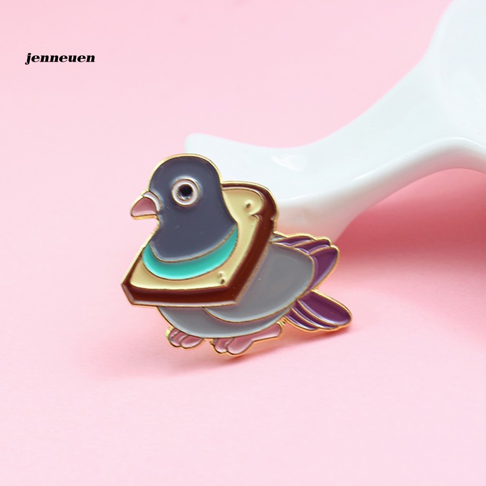 Trâm Cài Áo Hình Bánh Mì / Chim Bồ Câu Hoạt Hình Tráng Men Cho Nam Và Nữ