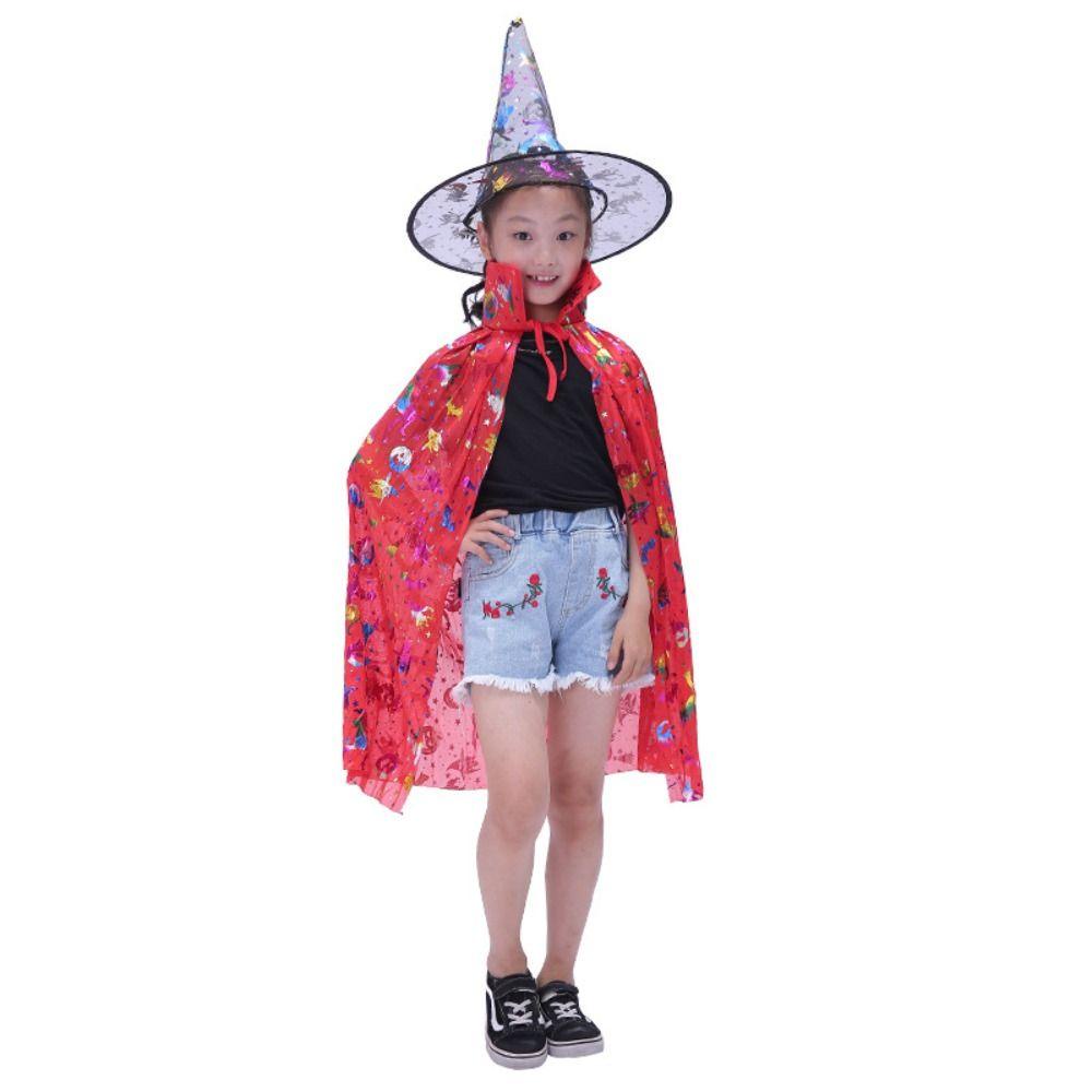 Áo choàng phù thủy HEALMEYOU có nón ngôi sao nhiều màu sắc lấp lánh thời trang Halloween