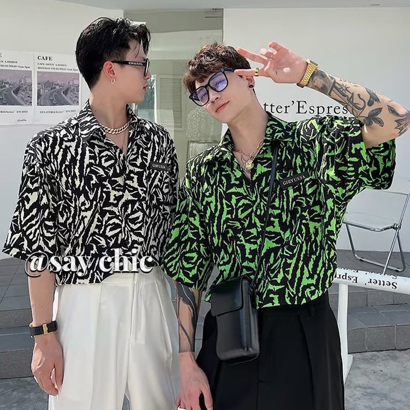 Áo Sơ Mi Tay Ngắn Dáng Rộng In Họa Tiết Phong Cách Hawaii Thời Trang Cao Cấp Cho Nam