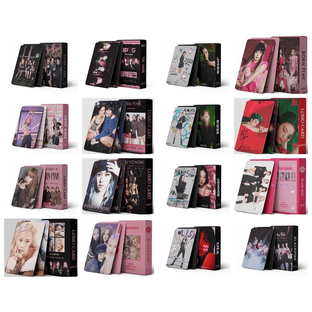 Set 55 Tấm Thẻ Ảnh Lomo Nhóm Nhạc Black PINK Coachella BPTG World Tour Jisoo Lisa Jennie Rose