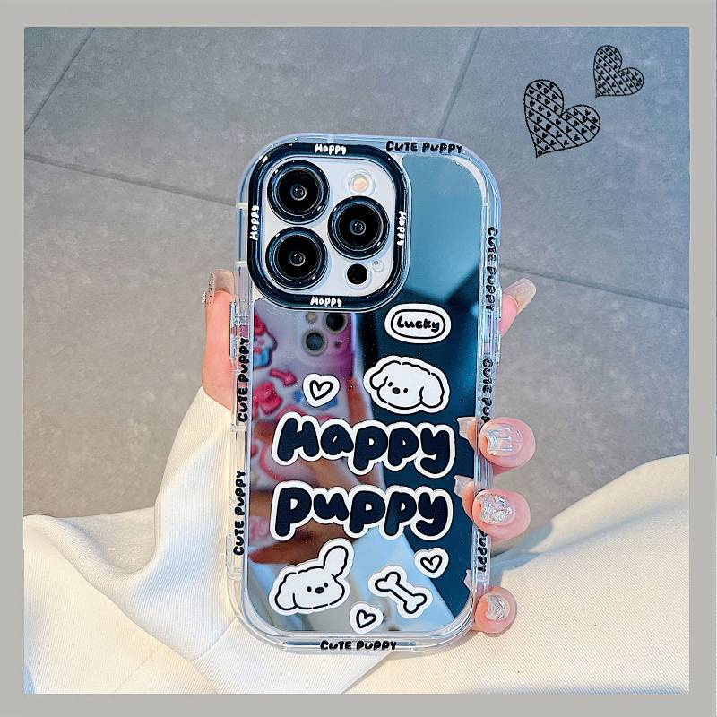 Couple Puppy Rabbit Mirror Mobile Phone Shell for iPhone 14promax Phone Case Iphone131211 Makeup Mirror 8P htR9