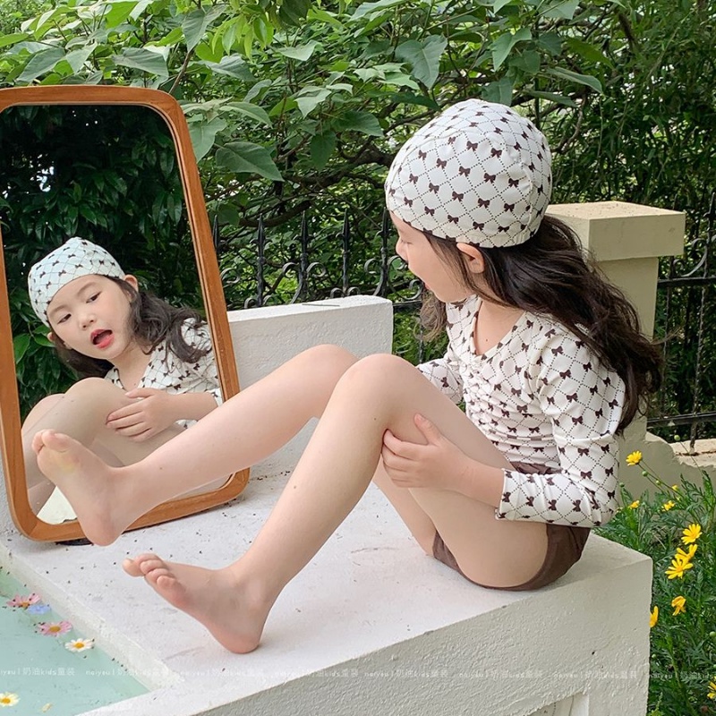 Bộ Đồ Bơi Dài Tay Chống Nắng Thiết Kế Mới Thời Trang Theo Phong Cách Hàn Quốc Cho Bé Gái