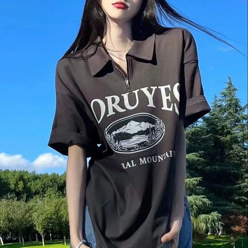 SOERVIMY áo phông Áo Thun Phong American vintage cách mỹ Đường phố rộng Nữ Tay Lỡ cổ điển Chữ cái Logo JL2019
