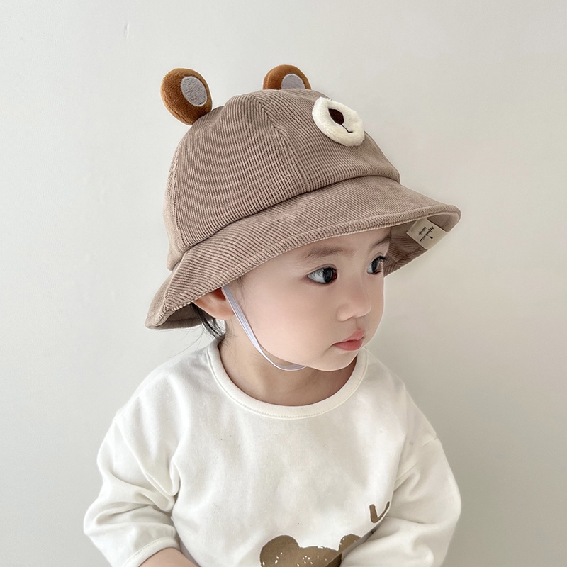 Mũ Bucket Vải Nhung Họa Tiết Hoạt Hình Phong Cách Hàn Quốc Cho Bé