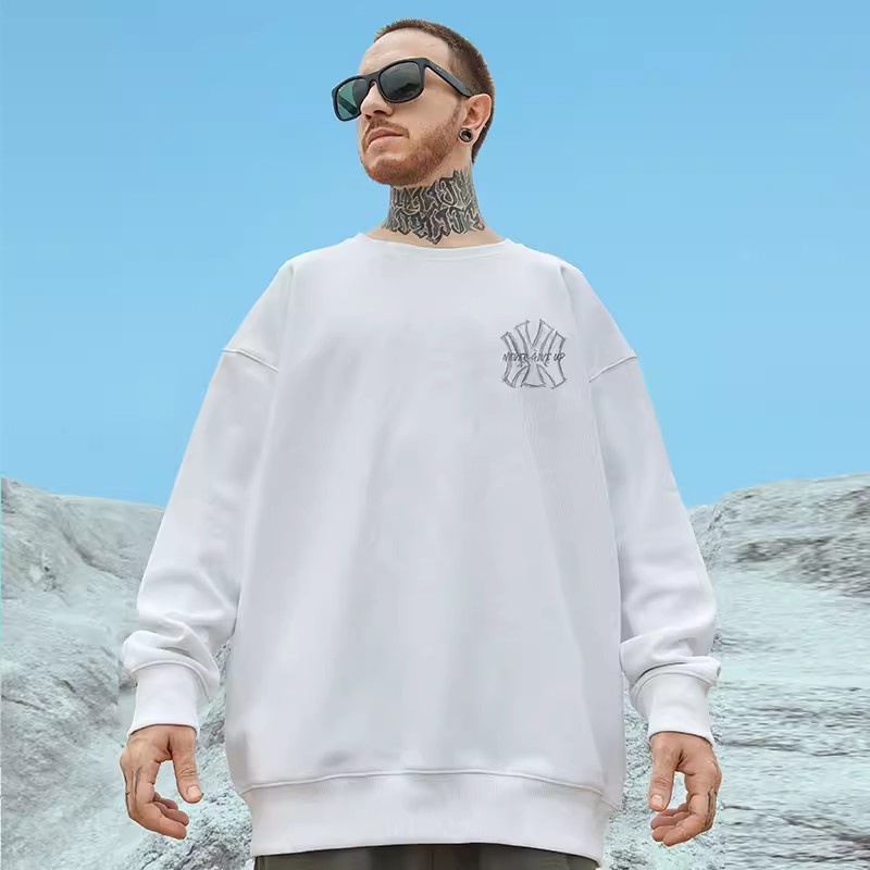Áo sweater nam bigsize có size lớn M-8xl Áo Nỉ Dài Tay Dáng Rộng In Chữ Phong Cách Hồng Kông Thời Trang Cho Nam Và Nữ