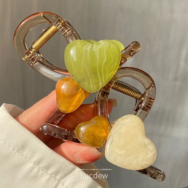 Kẹp Tóc Hình Trái Tim Màu Thạch Phong Cách Hàn Quốc Thời Trang Mùa Hè Cho Nữ