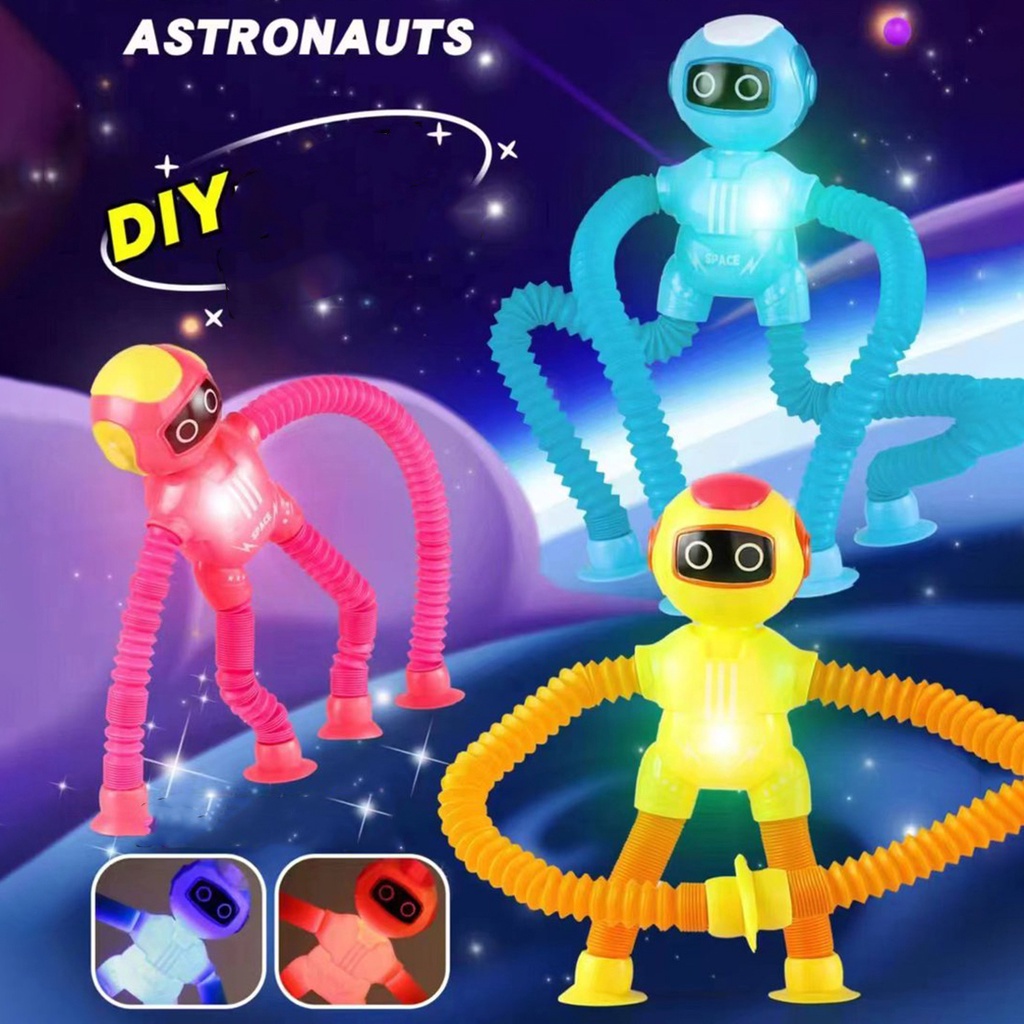 Đồ chơi Lò xo hươu cao cổ có ống hút dính . hươu lò xo kéo dãn đèn sáng