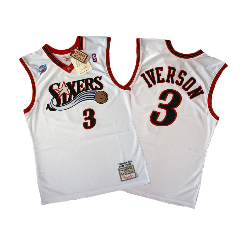 76ers Allen Iverson 2001 Jersey Phiên bản người chơi bản sao trò chơi tất cả các ngôi sao