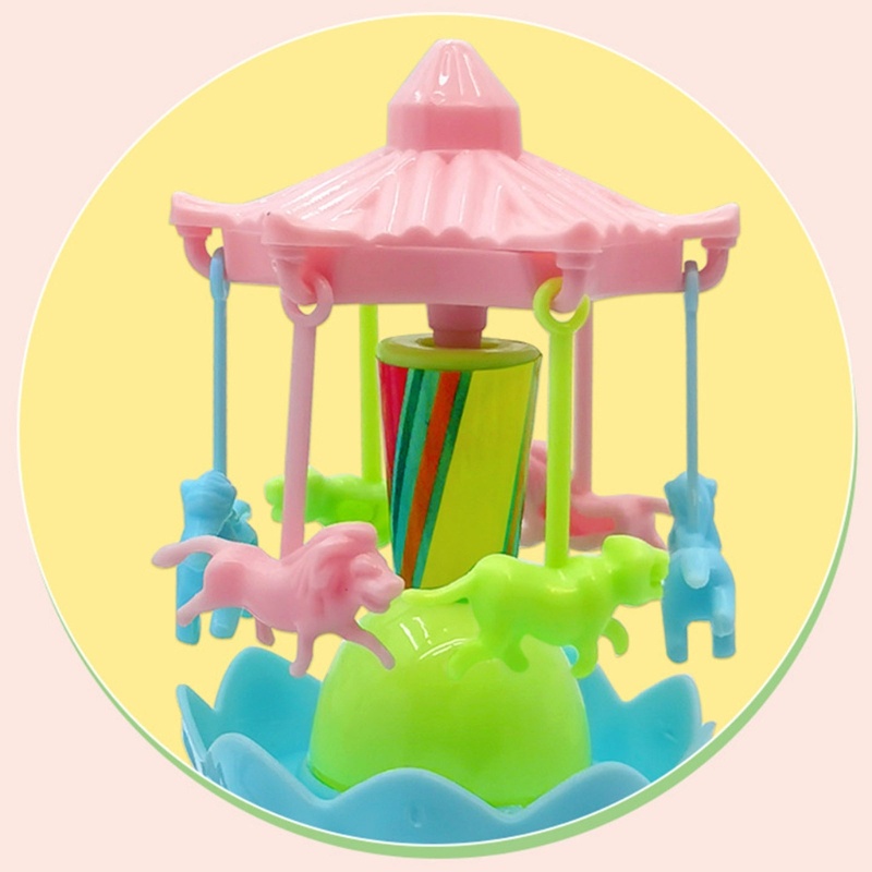 ✿ Đồ Chơi Vòng Quay Ngựa Gỗ Có Đèn Chiếu Sáng Hình Động Vật Dễ Thương