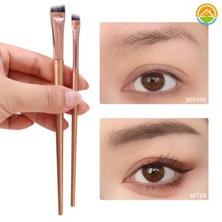 Fine rose gold long handle eyeliner brush / blade superfine eyebrow contour dyeing makeup brushes