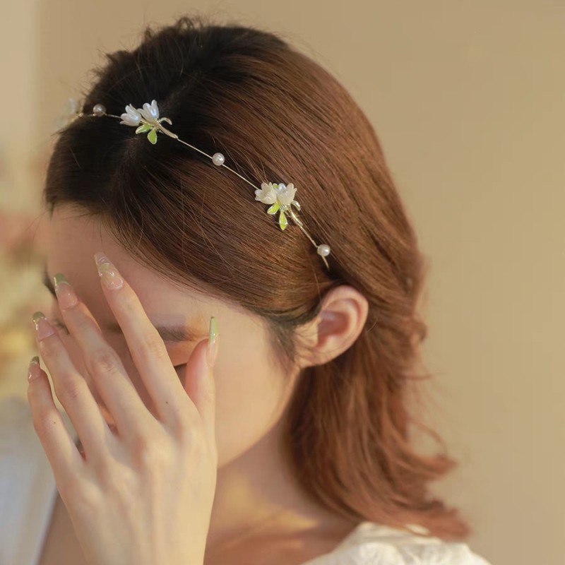 Haimeikang Băng Đô Cài Tóc Bằng Kim Loại Hình Hoa Lily Đính Kim Cương Giả Cao Cấp Thời Trang Cho Nữ