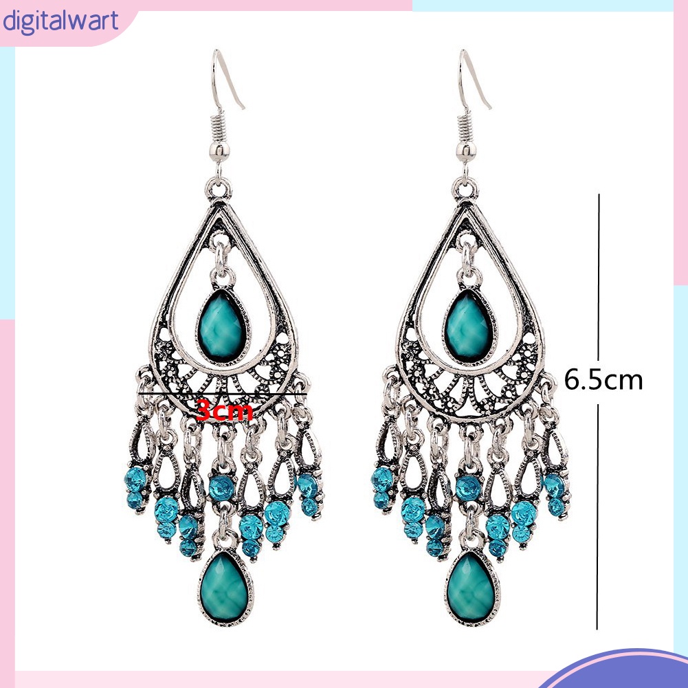 Đôi Bông Tai Dáng Dài Đính Đá Phong Cách Boho Thời Trang Cho Nữ