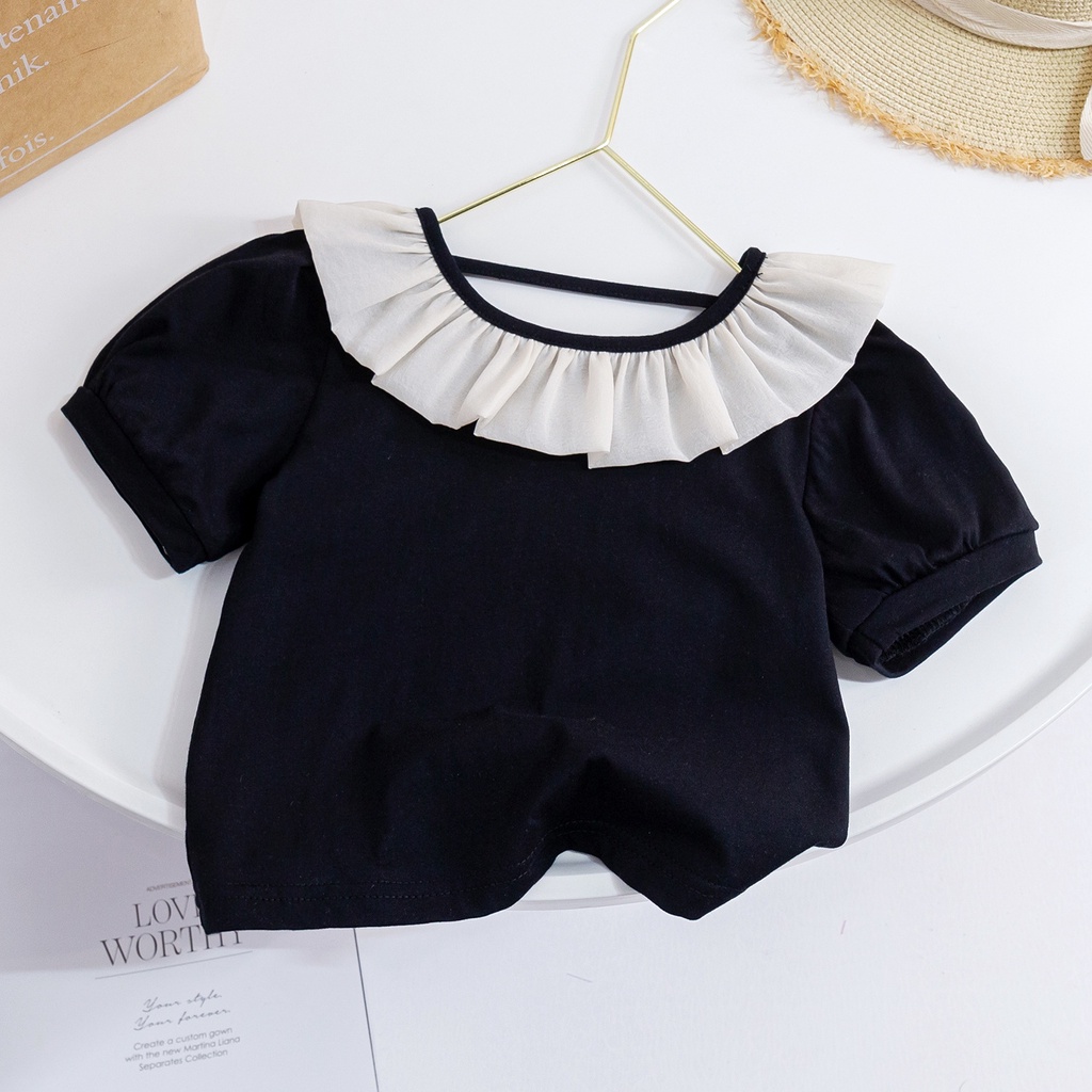 Áo Thun Tay Ngắn Cổ Tròn Viền Ren Thời Trang Cho Nữ