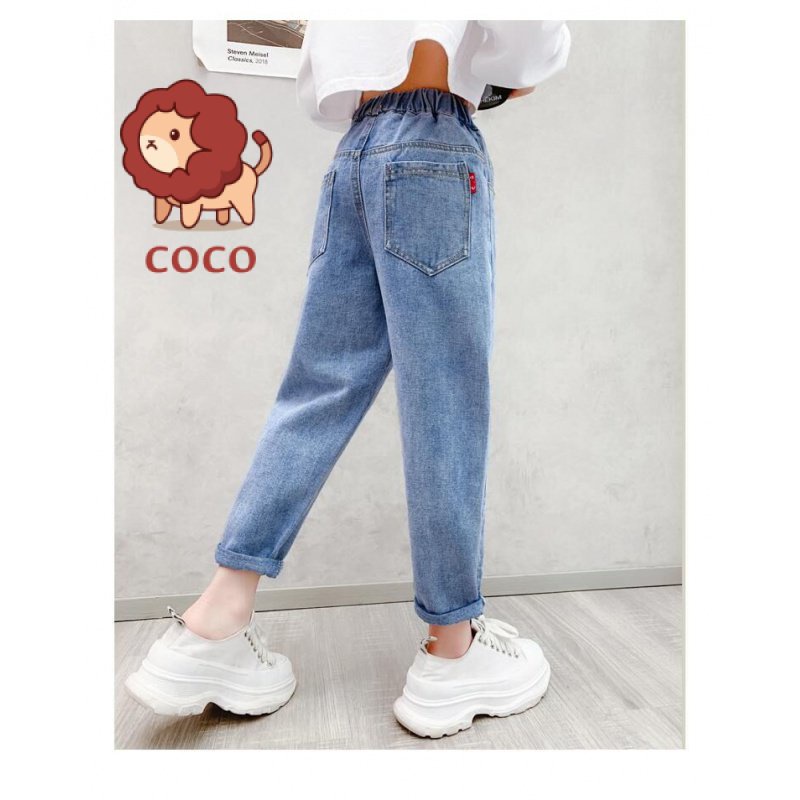 Quần Jean Dài Dáng Rộng Cỡ Lớn Phong Cách Phương Tây Thời Trang Xuân Thu Xinh Xắn Cho Bé Gái