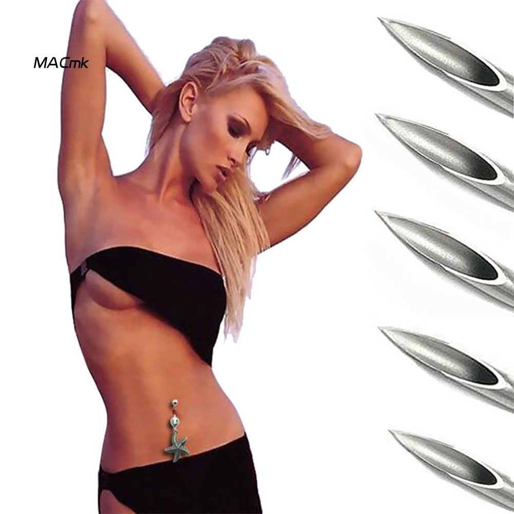 Bộ 10 Kim Xỏ Khuyên 12 / 14 / 16 / 18 / 20G Bằng Thép Dùng Một Lần