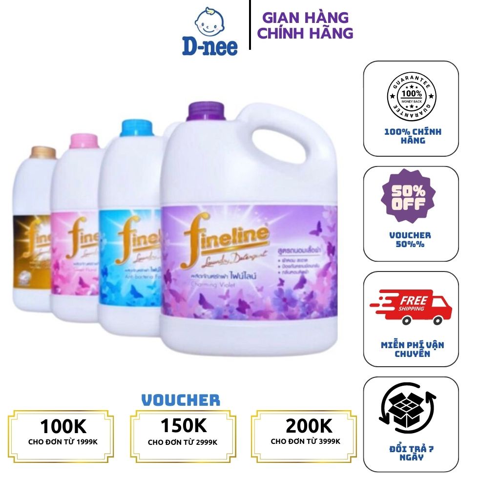 TRỢ GIÁ Nước Giặt Fineline Thái Lan Can 3000ml- Nước giặt xả quần áo chính