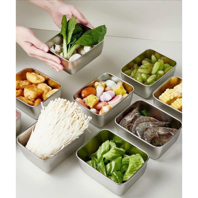 Hộp inox nắp nhựa, Đựng thực phẩm , phong cách Nhật Bản