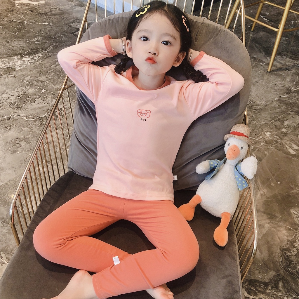 Bộ Quần Áo Ngủ Thu Đông Hình Động Vật Dễ Thương Cho Bé