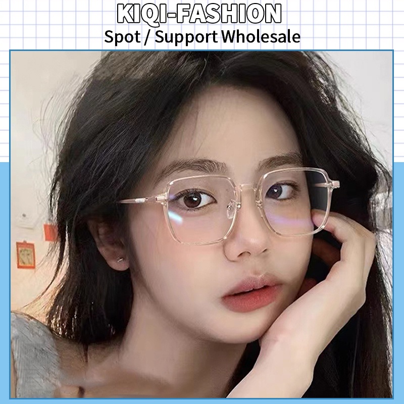 (KIQI-FASHION) COD Kính Cận Thị Thời Trang Giá Rẻ Cho Nam Và Nữ (0)° Bộ Chuyển Đổi Từ -100° ~ -500°Mắt Kính Gọng Vuông Chống Bức Xạ Phong Cách Hàn Quốc Cổ Điển