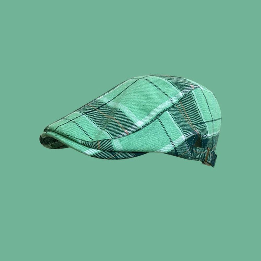 Dans Mũ beret cotton dopamine Sọc Caro Phẳng Điều Chỉnh Được Thanh Lịch Ngoài Trời