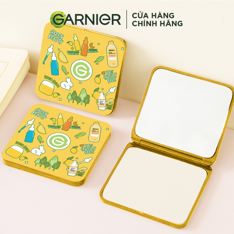 [Quà tặng không bán] Gương cầm tay mini 2 mặt họa tiết Garnier