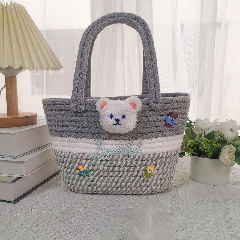 Mới Túi Xách Tay Bằng Dây cotton Dệt Tay Hình Gấu Ngọt Ngào Làm Quà Tặng Sinh Nhật