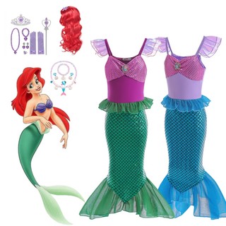 Trẻ em bé gái ariel đầm công chúa trẻ em nàng tiên cá bộ tiệc halloween trang phục trình diễn trang phục
