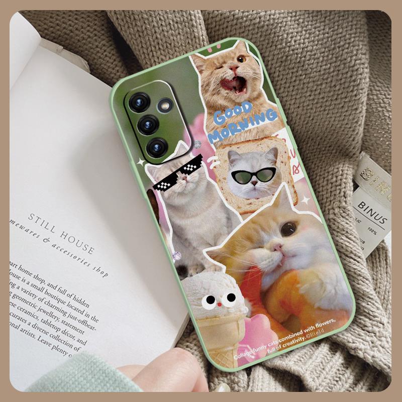 Solid color Cartoon Phone Case For Samsung Galaxy A82 5G/Quantum2/SM-A826S Liquid silicone shell Lens bump protection